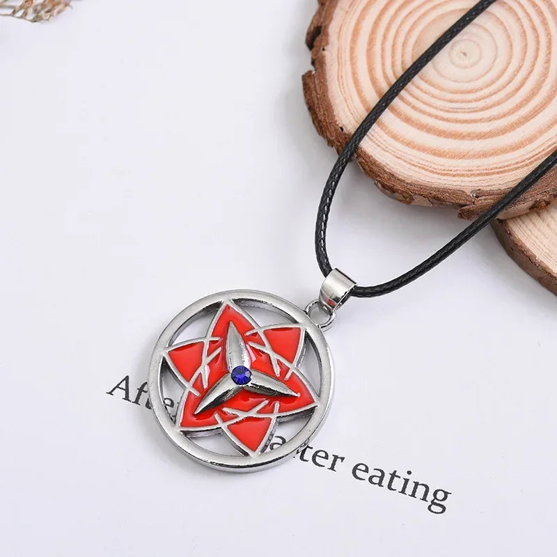 Hot Anime Konoha Necklace Akatsuki Red Cloud Pendant Uzumaki Anime Accessories Keychain Cosplay Akatsuki Itachi Cartoon Jewelry
