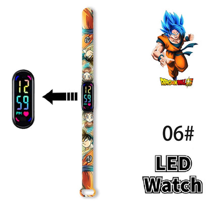 Bandai Dragon Ball Z 2 Fashion Cartoon Action Printing Anime LED Type Watches Kids Watch Birthday Gifts Toys