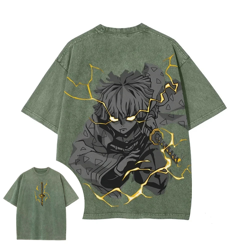 Demon Slayer Zenitsu Washed T-Shirt
