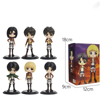 14cm Anime Attack on Titan Figure Eren Yeager Action Figure Levi Ackerman/ Mikasa Ackerman Figurine Qposket Model Doll Toys Gift