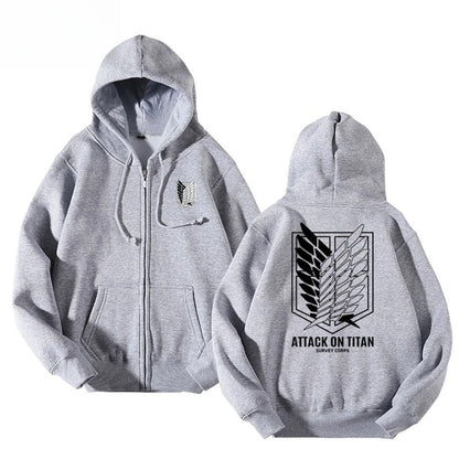 Attack on Titan Anime Printed Zipper Hoodie 2025 Autumn/Winter New Harajuku Men's Casual Loose Versatile Plus Size Sweater Top