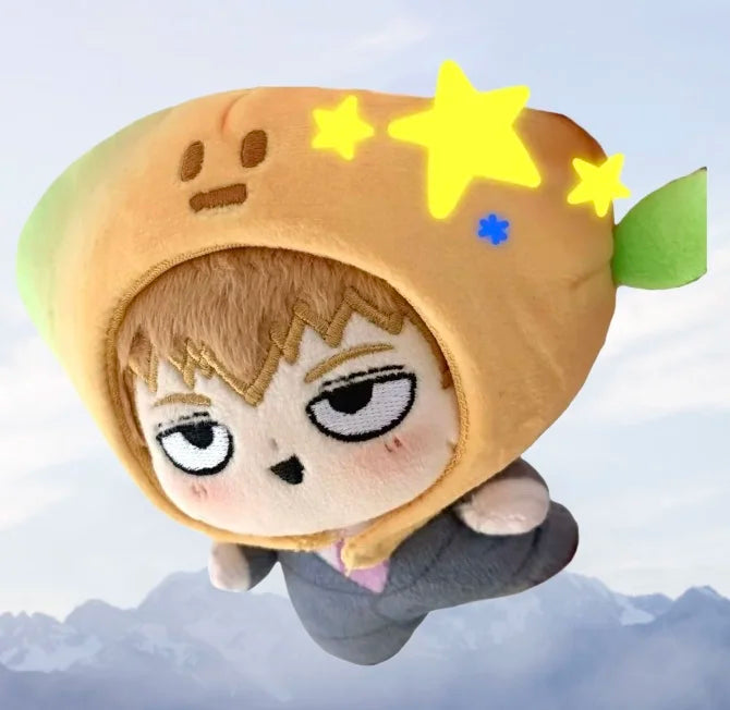 Stuffed 10cm Mob Psycho100 Kageyama Shigeo Reigen Arataka Big Head Cotton Doll Dress Up Plush Toy for Backpack Ornament Keychain