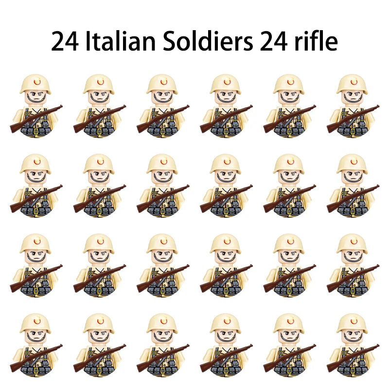 24pcs/batch WW2 Military Character WW2 Army Building Blocks Military Soldier Character Building Blocks Kids Holiday Gift Toys
