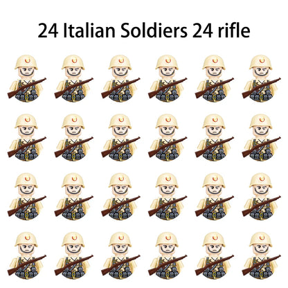 24pcs/batch WW2 Military Character WW2 Army Building Blocks Military Soldier Character Building Blocks Kids Holiday Gift Toys