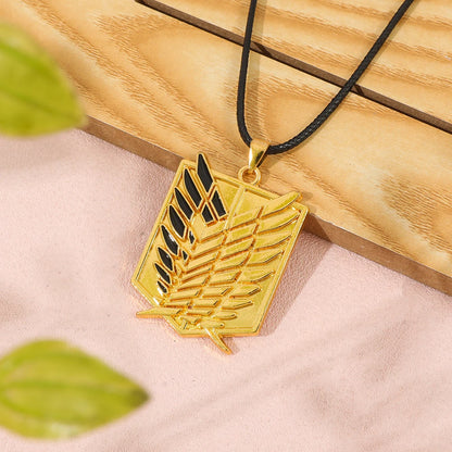 Attack on Titan Necklaces Pendants Wings Of Liberty Metal Unisex Leather Chain Fashion Accessories Pendant Two Colors