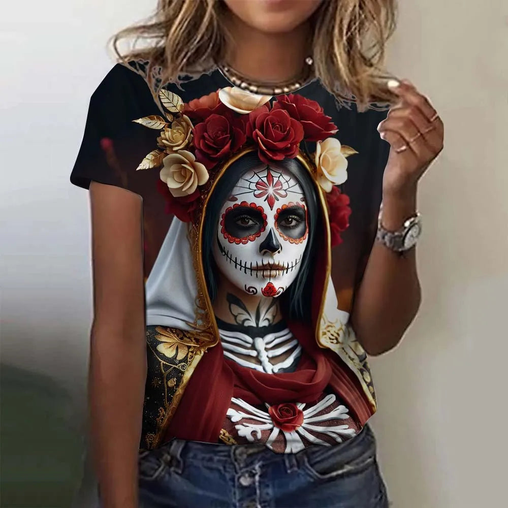 Day Of The Dead Skull Oversized T-Shirt