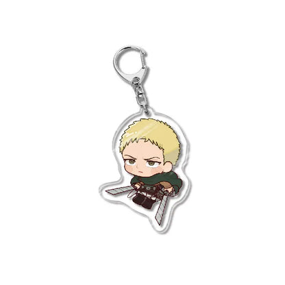 Attack On Titan Acrylic Figure Display Cartoon Keychain Eren Mikasa Levi Anime Desk Ornament Key Ring Accessories Q Version