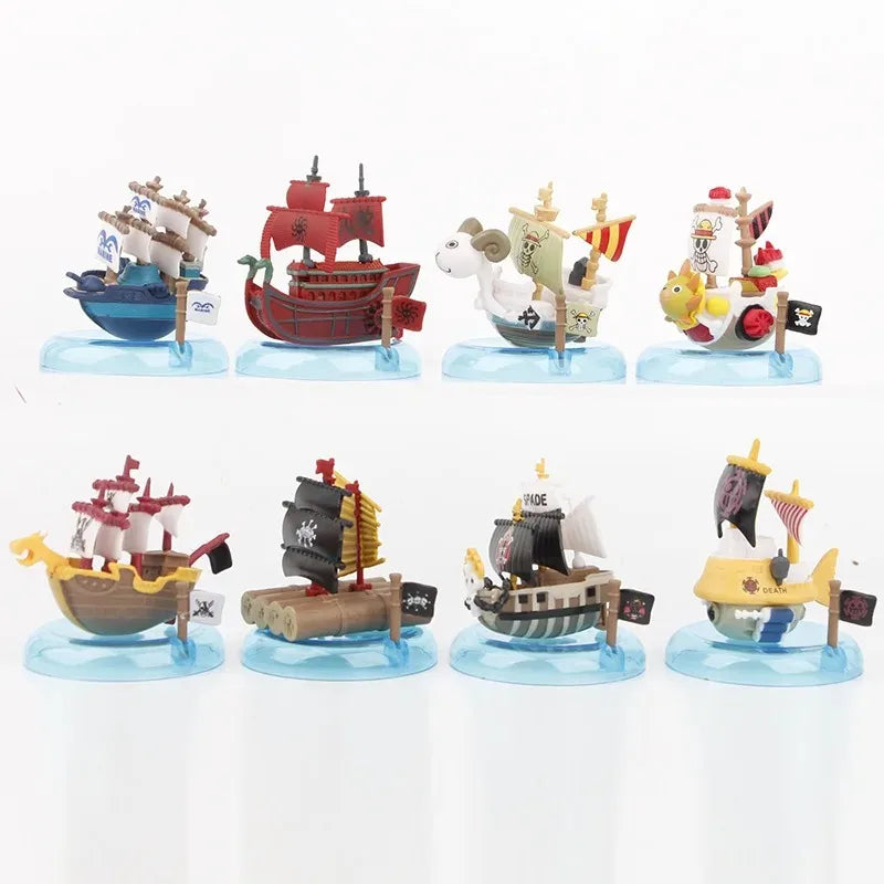 7cm 8pcs/set Anime One Piece Figure Luffy Mini Pirate Ship Figurine Statue Model PVC Collection Desktop Action Figure Kid Gifts