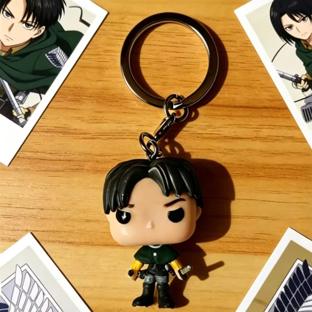 Attack on Titan Levi Ackerman Keychain Mini Figure Keyring for Backpack & Keys
