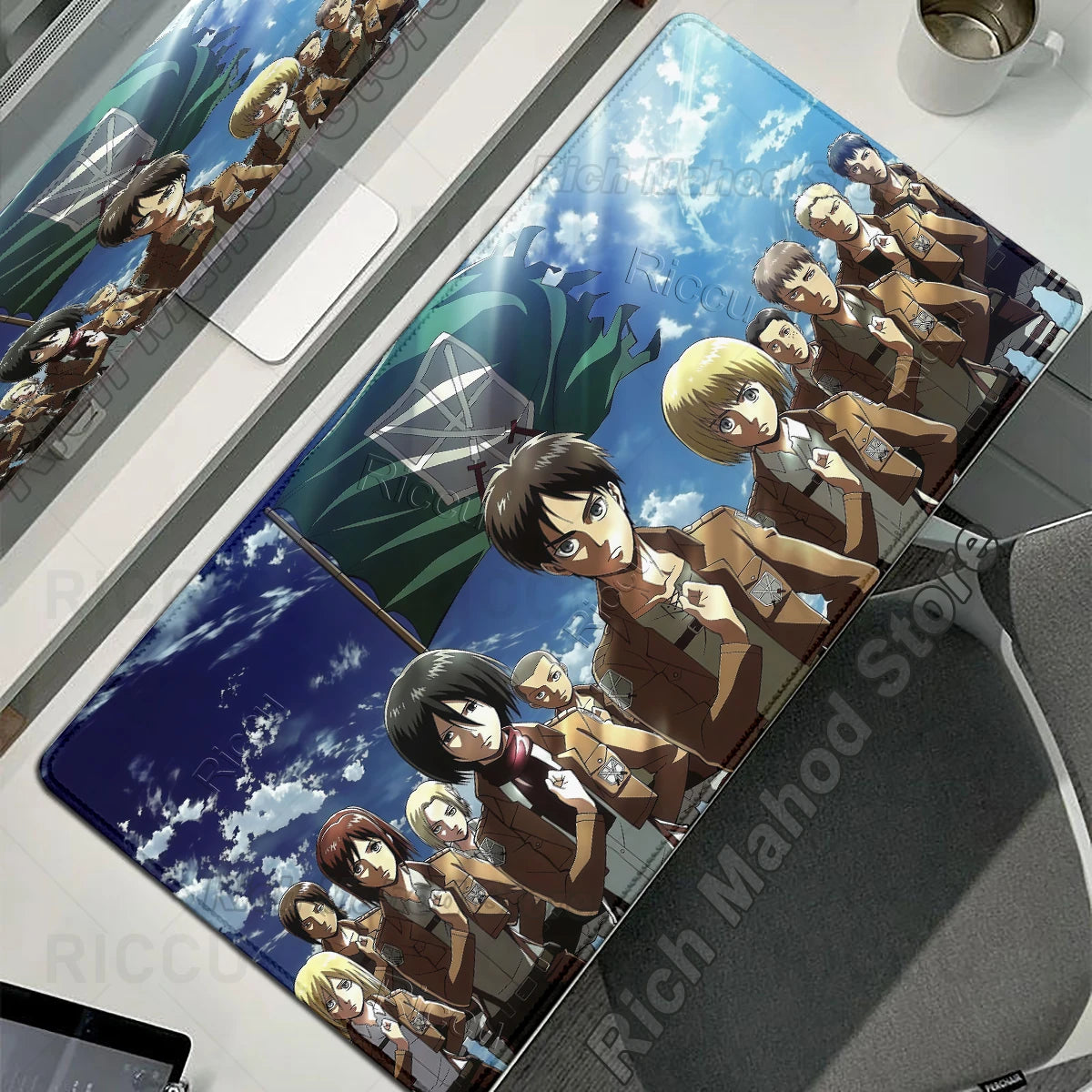 Anime Attack on Titan XXL Desk Mat Large Black White Mouse Pad Gamer Computer Mousepad Gaming Laptop Keyboard Mouse Mats Carpet