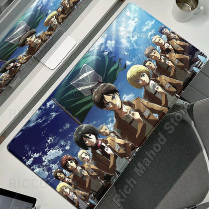 Anime Attack on Titan XXL Desk Mat Large Black White Mouse Pad Gamer Computer Mousepad Gaming Laptop Keyboard Mouse Mats Carpet