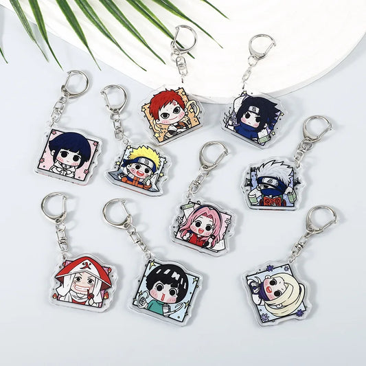 Q Version Acrylic Character Keychain Anime Decoration Collection Lovely Gift for Hinata Hyuga Naruto Uzumaki Gaara Sasuke Uchiha