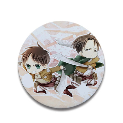 58mm Anime Attack on Titan Eren Jaeger Mikasa Ackerman Erwin Smith Cosplay COSTUME Badge Pin SPTE Tinplate Brooch Prop Xmas Gilf