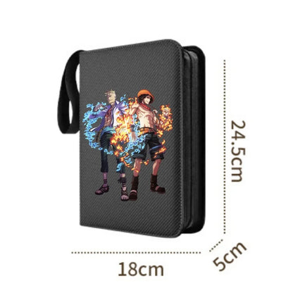 400pcs Large Capacity PU Zipper Card Album One Piece Luffy Zoro Nami 4-grid Loose-leaf Card Binder Anime Collectors Kids Gift