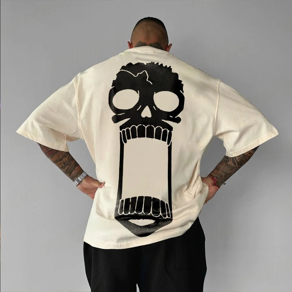 One Piece Men's T-shirt Brook Summer and Autumn Japanese Anime Boy Children's Short-sleeved Retro Loose Parent-Child Outfit