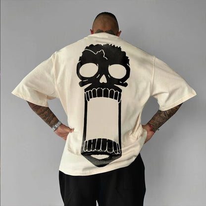 One Piece Men's T-shirt Brook Summer and Autumn Japanese Anime Boy Children's Short-sleeved Retro Loose Parent-Child Outfit