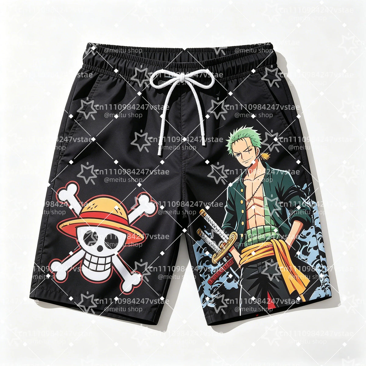 2026 Hot Sale One Piece Luffy Zoro Print Men Beach Shorts Summer Quick Dry High-quality Trendy Unisex Anime Board Shorts Sports