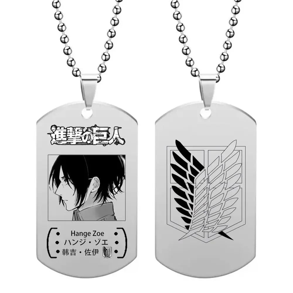 New Attack on Titan Levi Ackerman Hans Zoe Titanium Steel Necklace Retro Punk Accessories Anime Fashion Trend Pendant Gift