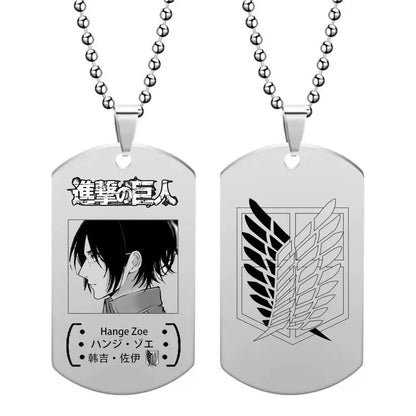 New Attack on Titan Levi Ackerman Hans Zoe Titanium Steel Necklace Retro Punk Accessories Anime Fashion Trend Pendant Gift