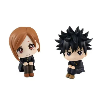 [Caliente] Jujutsu Kaisen Chibi Conjunto De Figuras Sentadas: Yuji, Gojo, Megumi, Nobara-gran Cabeza Lindo Anime Juguete Para