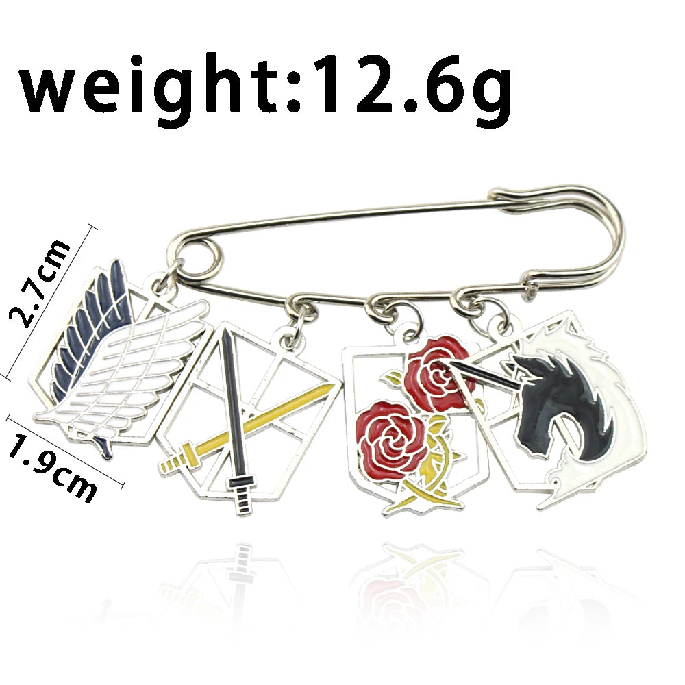Anime Attack On Titan Safety Pin Survey Corps Garrison Training Corps Brooch AOT Four Divisions Emblem Rose Unicorn Sword Badge