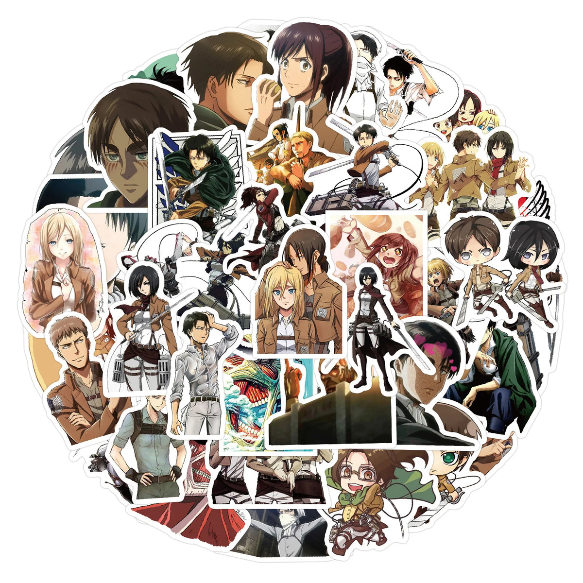 50pcs Cartoon Animation Attack on Titan Decorative Handbook Stationery Water Cup Computer Waterproof Sticker