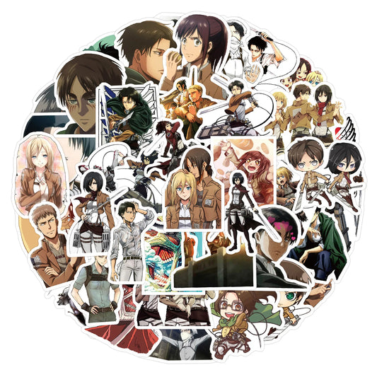 50pcs Cartoon Animation Attack on Titan Decorative Handbook Stationery Water Cup Computer Waterproof Sticker