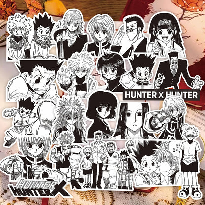 70pcs Black White HUNTERxHUNTER Japanese Anime Stickers GON FREECSS Decals Skateboard Laptop Car Decoration Sticker Kids Toys
