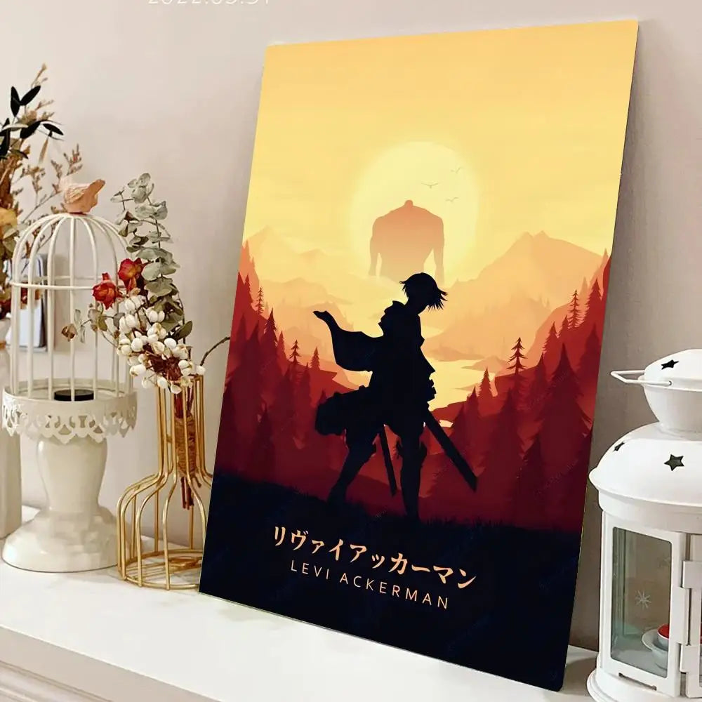AZNM Attack on Titan Anime Canvas Wall Art, Levi Ackerman Print, Shingeki no Kyojin Home Decor Poster