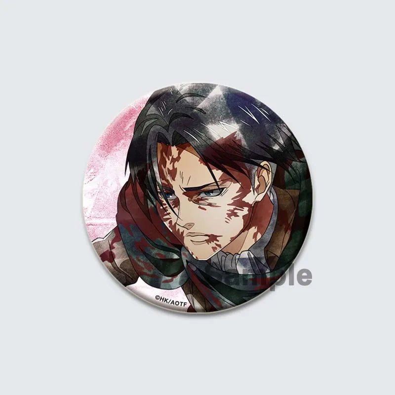 Eren Levi Armin Arlert Erwin Cartoon Badge Attack on Titan Brooches on Backpack Clothes Handmade Round Pins for Gift Accessory