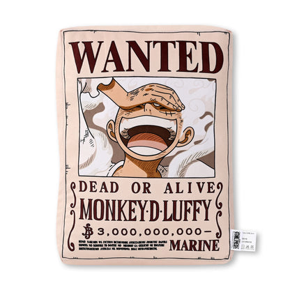 1pc Official One Piece Wanted Poster Cushion Pillow, Double-Sided Anime Throw Pillow Home Sofa Office Bedroom Collection Gift.
