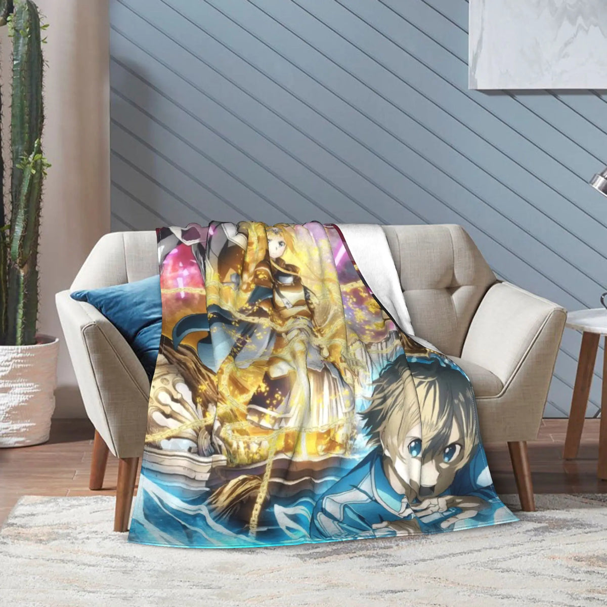 Sword Art Online Kirito Asuna Throw Blanket