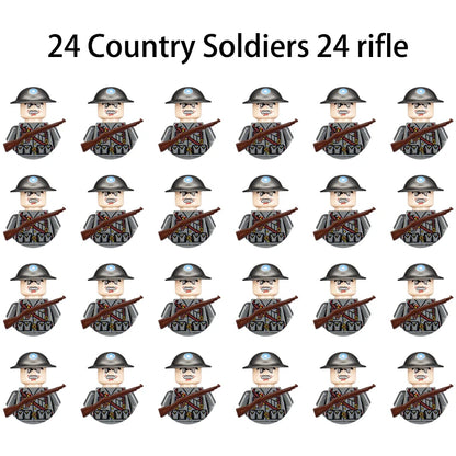 24pcs/batch WW2 Military Character WW2 Army Building Blocks Military Soldier Character Building Blocks Kids Holiday Gift Toys