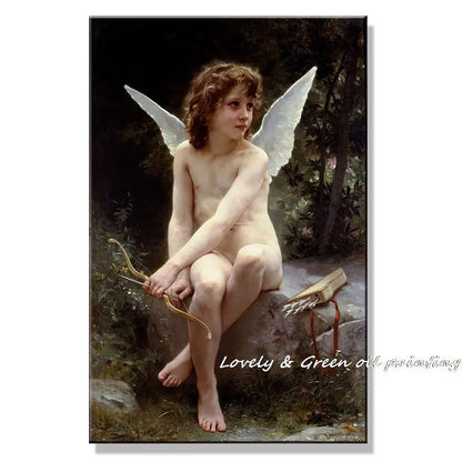 Arthyx,Print Love On The Look Out Of William Adolphe Bouguereau Oil Paintings On Canvas,Classical Wall Picture Living Room Decor