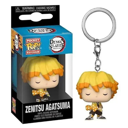 FUNKO POP Demon Slayer NEZUKO KAMADO ZENITSU AGATSUMA TANJIRO INOSUKE HASHIBIRA Pocket Pop Keychain Collection Model Doll Toy