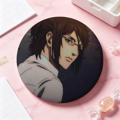 Hange Zoe Attack On Titan Anime Badges 25 32 44 58 75 Mm Round Cosplay Pin Bag Decor Fans Collect Friends Gifts Brooch Souvenir