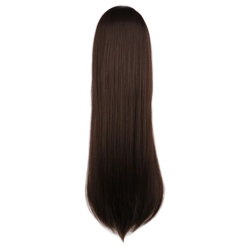 Long Straight Dark Brown Wig for Cosplay Costume