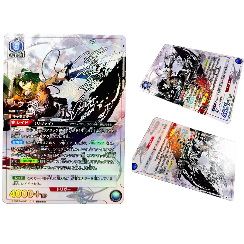 UA UNION ARENA Attack On Titan Levi Ackerman Anime Collection Card Bronzing Signature Card Textured Refractive Flash Child Gifts