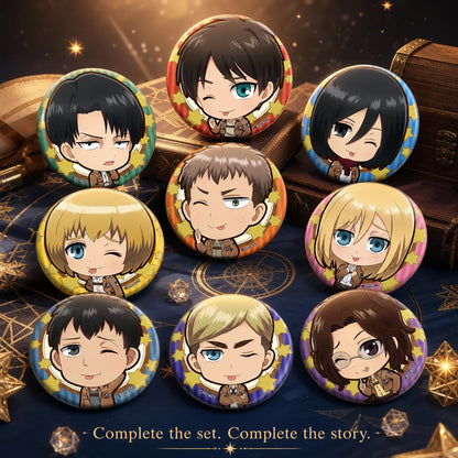 Japanese Official Attack On Titan Anime Badge 58mm C Version Mikasa Levi Pin Collectible Gift Cosplay Merchandise Poster