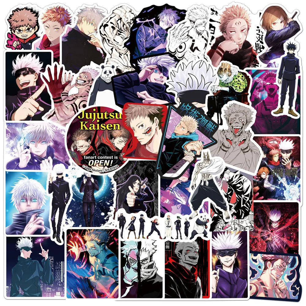 50/100pcs Cartoon Mix Anime Stickers Attack On Titan Jujutsu Kaisen Decals Skateboard Laptop Car Motorcycle Waterproof Sticker