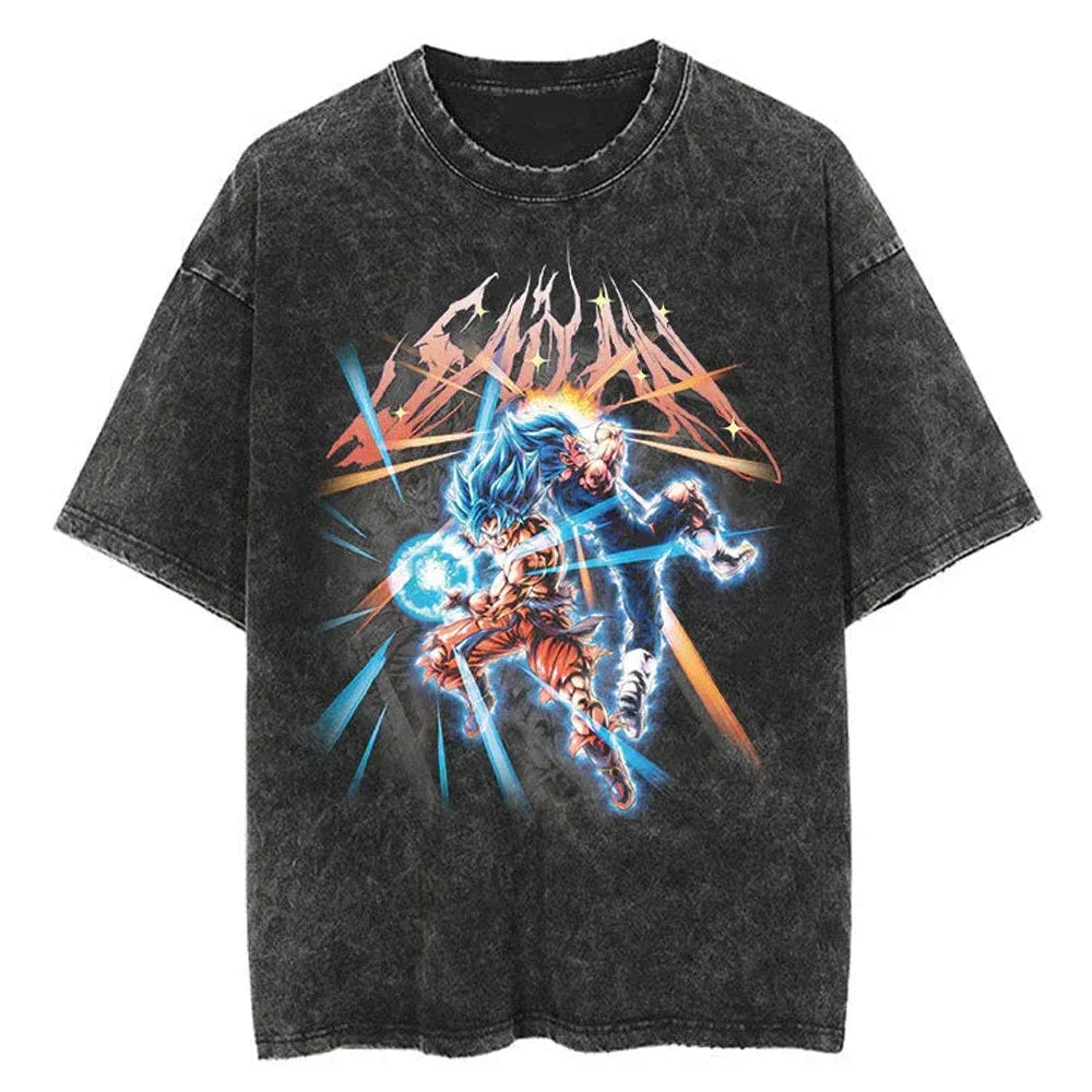 Hip Hop Streetwear Japan Anime Dragon Ball Print Oversized T-Shirt