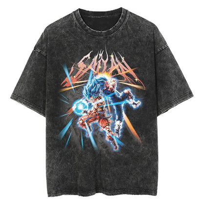 Hip Hop Streetwear Japan Anime Dragon Ball Print Oversized T-Shirt