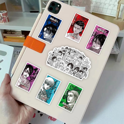 New 75PCS Black and White Attack on Titan Stickers Anime Cartoon Decals DIY Stationery Skateboard Waterproof Cool Sticker Toy
