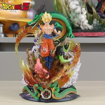 New 23cm Dragon Ball Son Goku Figure Super Saiyan Figure Cell Shenron Buu Figure Gk Statue Figurine Model Doll Collection Gift