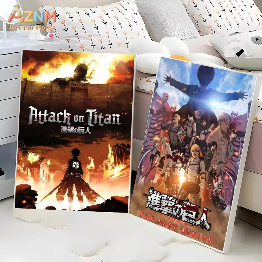 AZNM Attack on Titan Anime Canvas Wall Art, Levi Ackerman Print, Shingeki no Kyojin Home Decor Poster