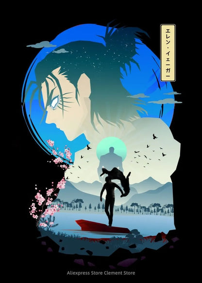 Shingeki no Kyojin Eren Yeager Attack on Titan Anime Poster  Canvas Prints  Wall Decor
