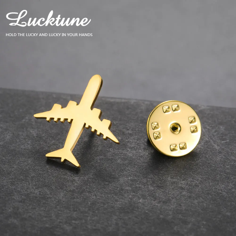 Lucktune Airplane Brooch Airplane Pins for Clothes Stainless Steel Adjustable Aviation Pilot Gift Travel Accessory Pin Aviacion