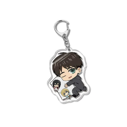 Attack On Titan Acrylic Figure Display Cartoon Keychain Eren Mikasa Levi Anime Desk Ornament Key Ring Accessories Q Version