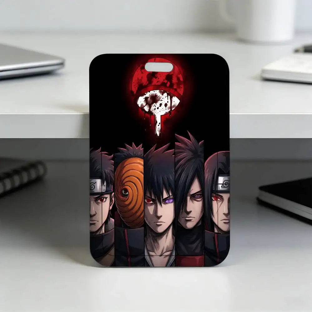 Anime N-NARUTO Akatsuki Itachi Sharingan Transparent Card Holder Employee Plastic Slide Cover Lanyard Work Business ID Bag Bus