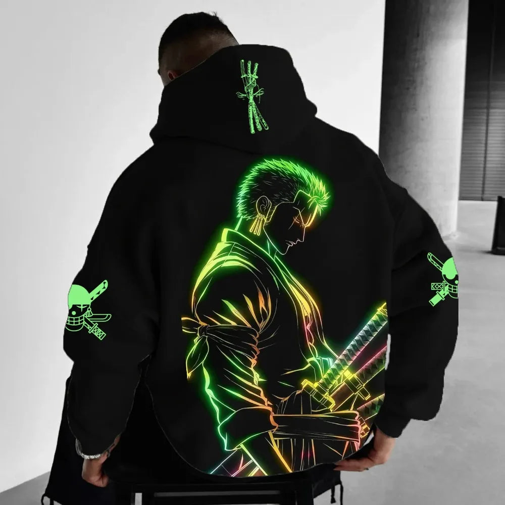 ONE PIECE Men's Hoodie Sweater Roronoa Zoro Japanese Anime Spring and Autumn Punk Boy Children's Long Sleeve Parent-Child Wear